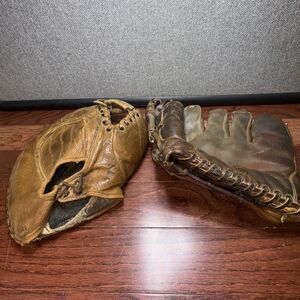 (2) 1950’s Vintage Baseball Gloves Genuine Leather Rawlings